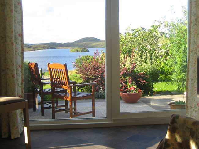 patio with view of a loch
